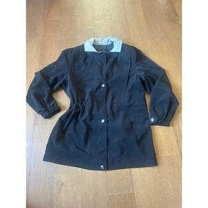 Outbrook Womens Black Lightweight Jacket Collar Cinched Waist Small 4/6 Vintage